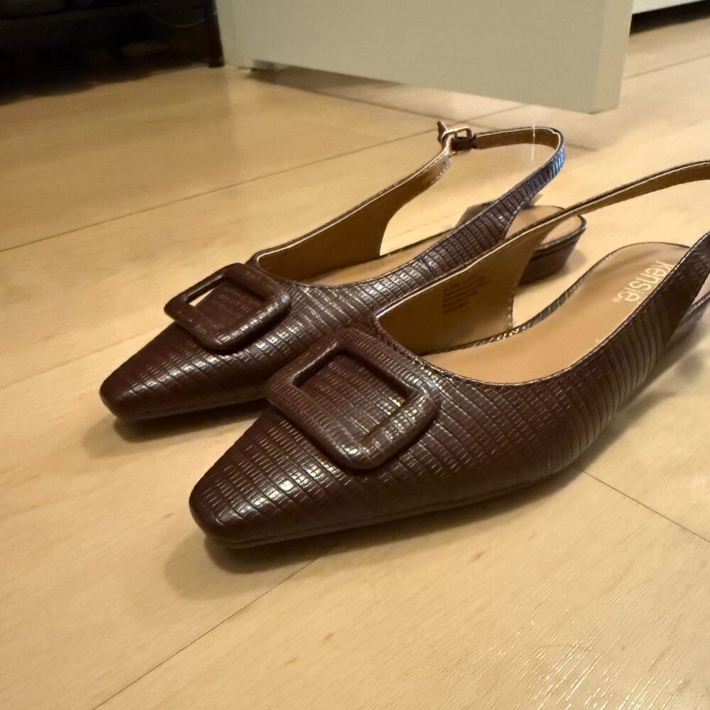 Kensie Brown Flat Slingbacks - Size 8.5
